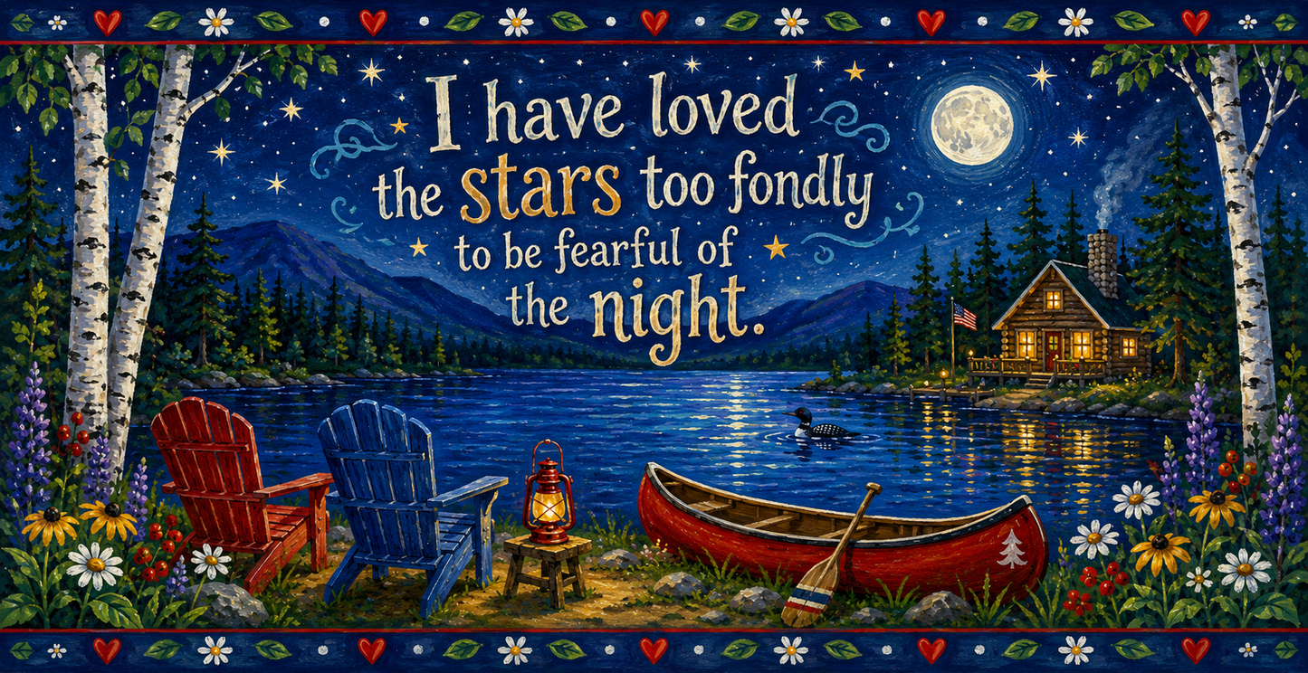 "I Have Loved the Stars Too Fondly" Lakeside Night Ceramic Mug (15oz)