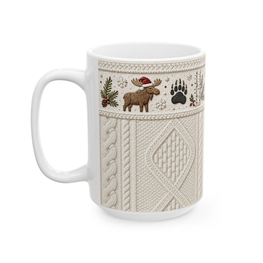 Adirondack Cable Knit Christmas Mug – North Woods Ceramic Mug (15oz)