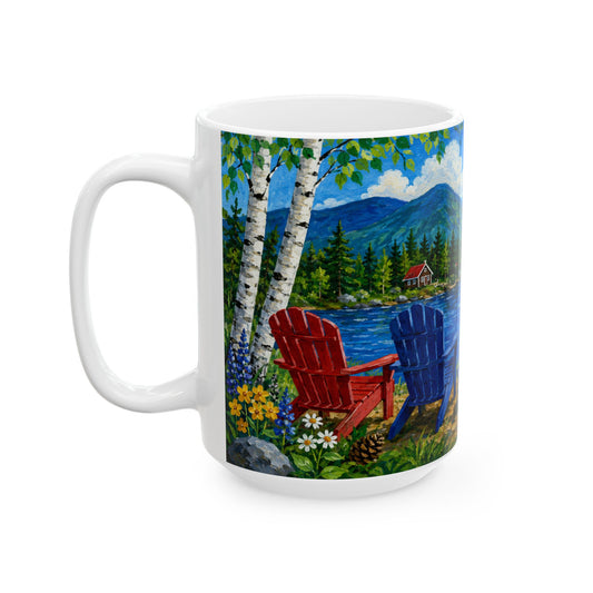 Adirondack Chairs & Loon Lake Ceramic Mug (15oz)