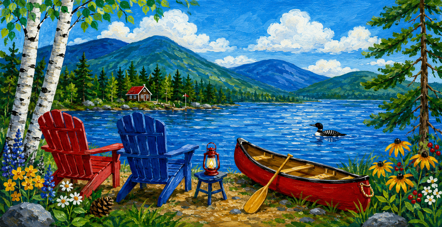 Adirondack Chairs & Loon Lake Ceramic Mug (15oz)