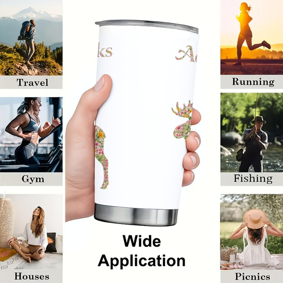 Adirondacks Floral Moose 20oz Stainless Steel Tumbler | Free Shipping