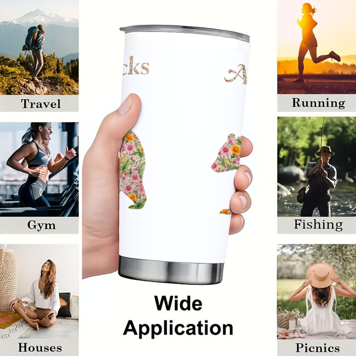 Adirondacks Floral Bear 20oz Stainless Steel Tumbler | Free Shipping