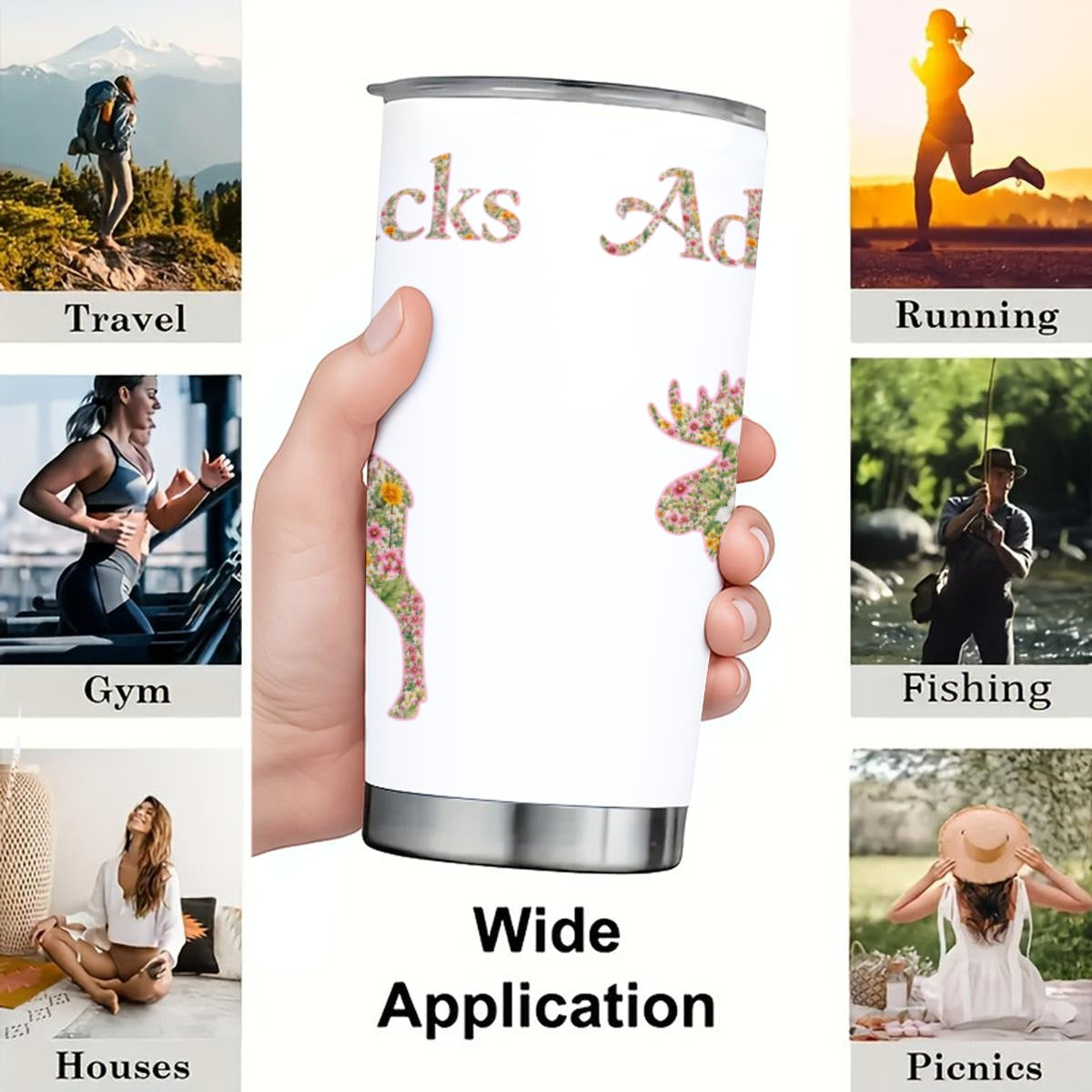 Adirondacks Floral Moose 20oz Stainless Steel Tumbler | Free Shipping