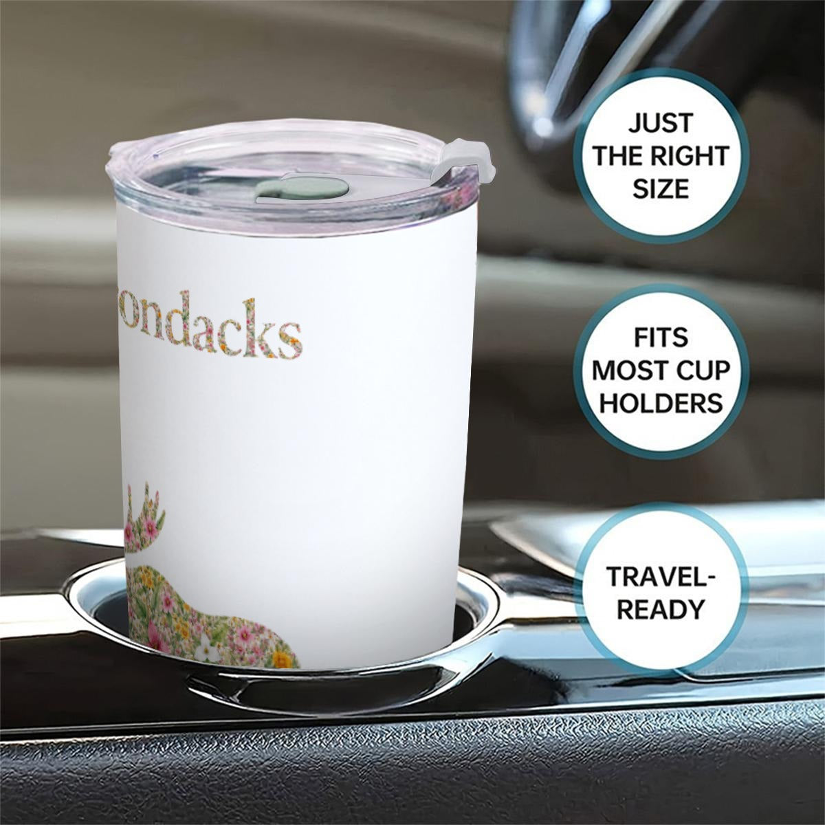 Adirondacks Floral Moose 20oz Stainless Steel Tumbler | Free Shipping