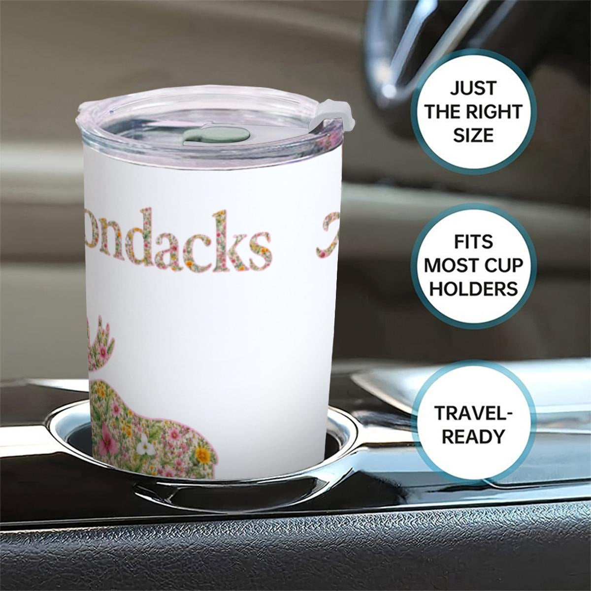 Adirondacks Floral Moose 20oz Stainless Steel Tumbler | Free Shipping