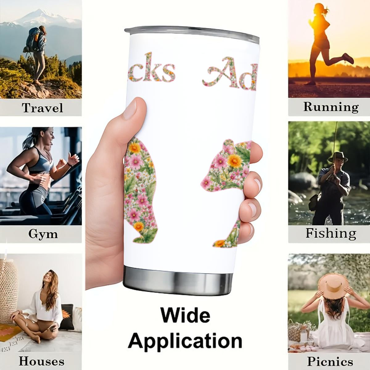 Adirondacks Floral Bear 20oz Stainless Steel Tumbler | Free Shipping