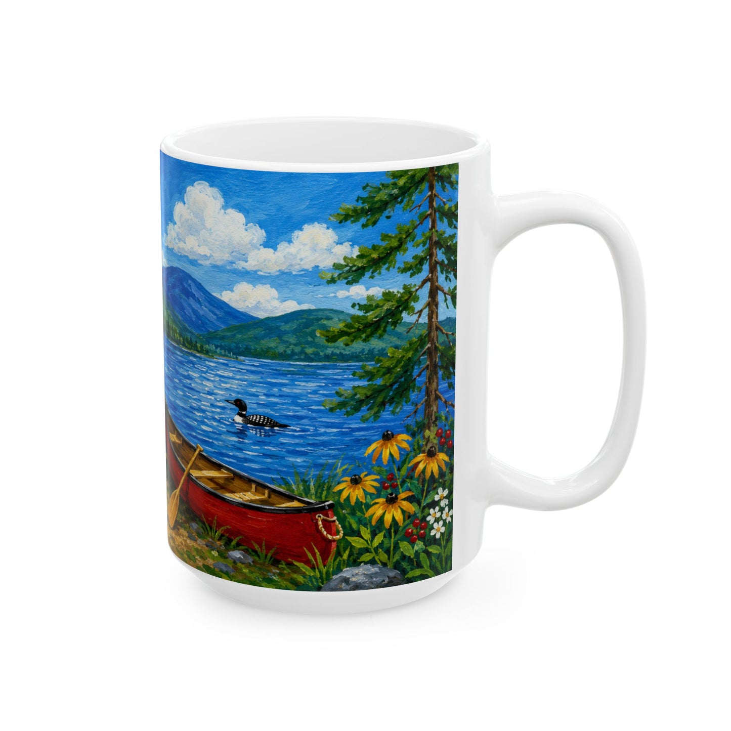 Adirondack Chairs & Loon Lake Ceramic Mug (15oz)