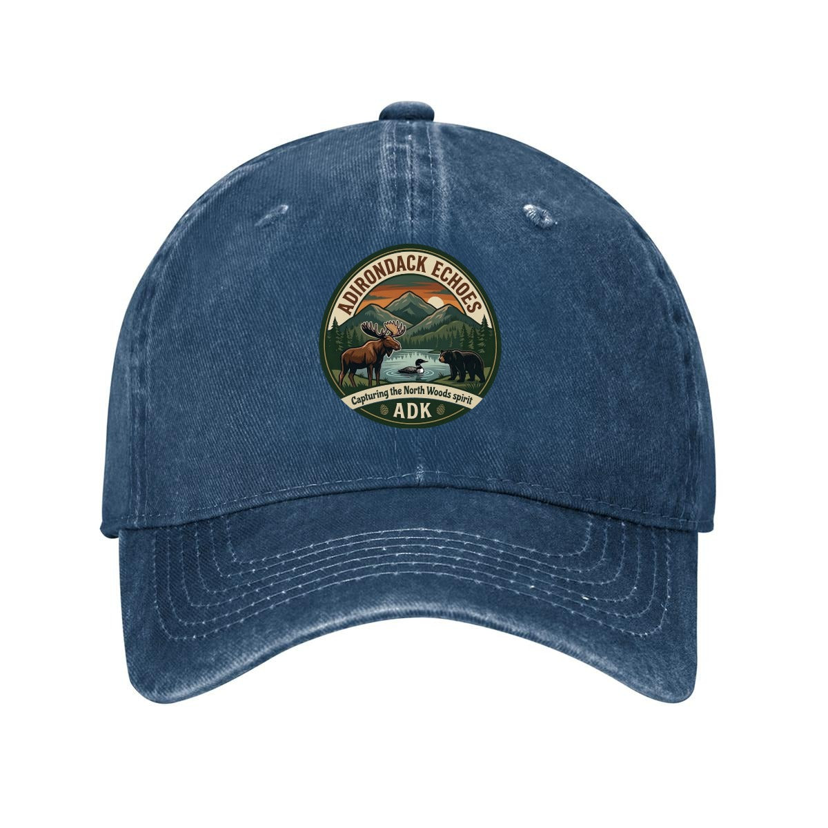 Adirondack Echoes Adult Washed Denim Baseball Cap / FREE SHIPPING!